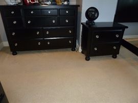 Black dresser/mirror and night stand
