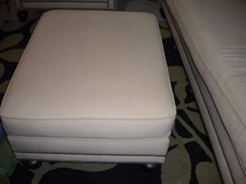 Bernhardt rolled armed, nailhead sofa/couch, oversized chair and ottoman.