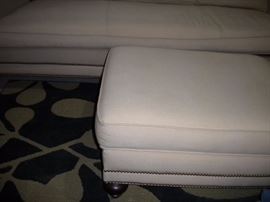 Bernhardt rolled armed, nailhead sofa/couch, oversized chair and ottoman.