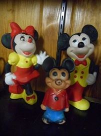 Vintage Mickey Mouse and Minnie Mouse figures