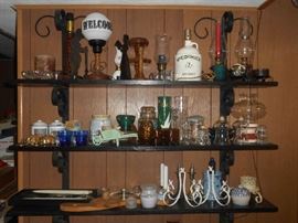 Welcome bar lamp ,oil lamps home made lamps and Amber jars