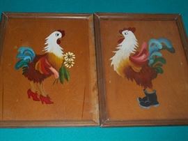 Vintage Rooster and Hen frames