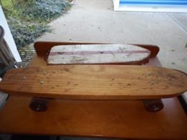 Vintage wooden skateboards