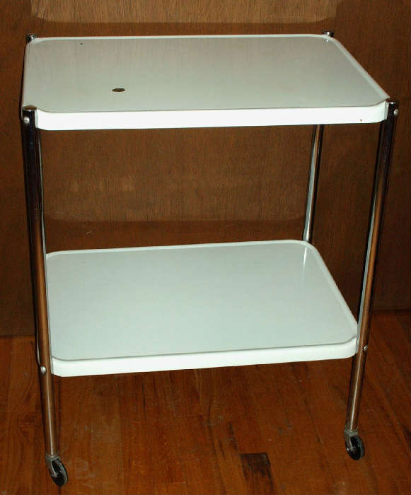 1950's White enamel cart.