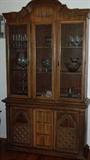 Oak lighted china hutch.  A little smaller in size for the dining rooms today.  Excellent condition.