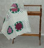 Oak quilt display is for sale.  We also have some afghans available.