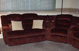 Maroon micro fiber upholstered sectional - very comfortable.