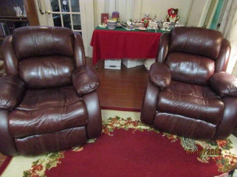 Rocker/Recliner Leather Chairs.  Very little wear on either chair.