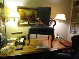 Blue Leather Desk Chair