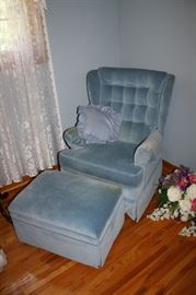 Vintage side chair with ottoman