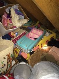 Vintage Barbie cars and lots of vintage children theings
