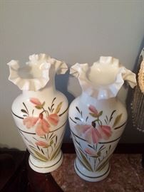 Handpainted pair of vases