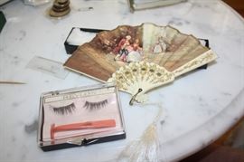 Vintage fan and eyelashes