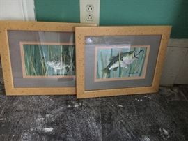 fish prints in pecky cypress frames