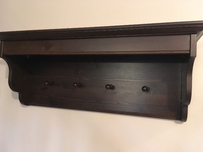 Wooden wall mounted coat rack/shelf