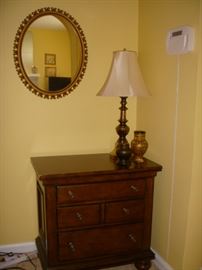 Cute chest, lamp, vases, mirror....and the ADT keypad