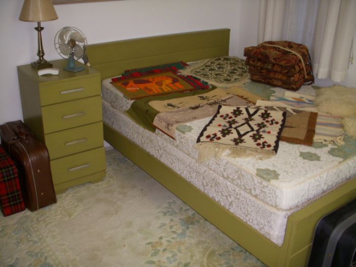 Mengel vintage bedroom suite with original mid-century green finish