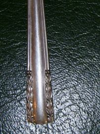 Close-up of handle on the "Chapel Bells" flatware