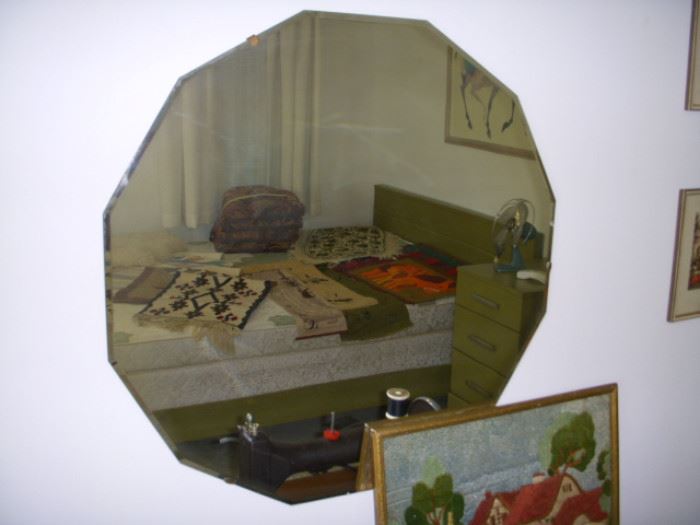Vintage 12-sided beveled mirror