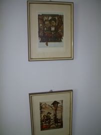 Hummel prints, framed