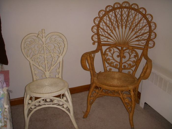 Wicker heart-back and fan-back chairs