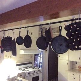 Kitchen: Great selection of cast iron pans.