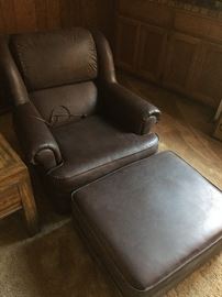 Leather Chair and Ottoman