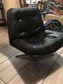 Maurice Villency Leather Swivel Chair