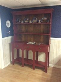 Wonderful Welsh Cabinet Hutch - great red! Very Sturdy - fantastic piece