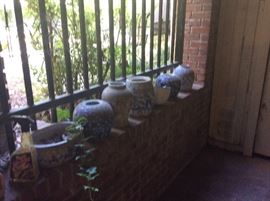 A little chinoiserie! Lots of Blue and White Vases