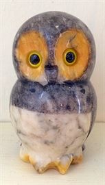 Vintage Marble Owl Figure Desk Accessory Paperweight