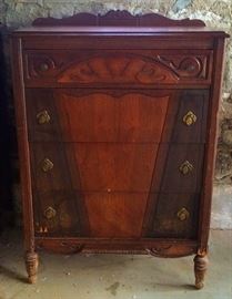 Beautiful Antique 1930s Carved Front Chest of Drawers