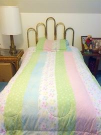 Twin Bed with Brass Headboard (Two Available)