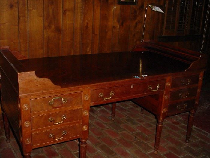 Large 1880's plantation desk, drawers and work space this side, and the other side is just as decorative.