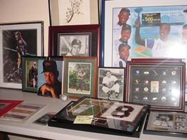 A sample of the sports memorabilia, much of it signed with authentication