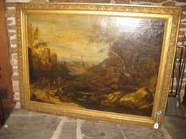 One of the many oil paintings, signed, 1800's thru early 1900's