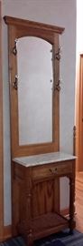 hall oak with mirror and marble top