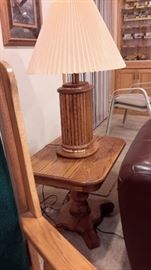 oak end tables / oak lamps
