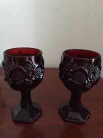 cranberry wine glasses -- only 2