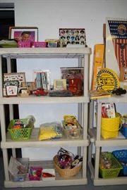 Elvis, Clock, Roy Rogers Banks, Truck, Camel Shirt & Cigarette Box, Paddle Balls, Some Girls Board, Tile, Clock, Small Books, Doll Dishes