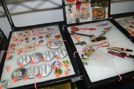 Presidental Flicer Buttons, Pens, Mickey Items, Coke Cola Opener, Alice in Wonderland Wallet