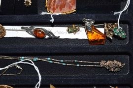 Amber Jewelry, Moss Agate Pin