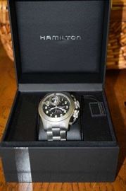 #4 Hamilton with Black Face, Silver Band, Dual Dials, Divers Watch  200M Sapphire Crystal, #97460 Titanium 45 mm