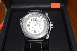 Hamilton # 5 blk stitched leather band