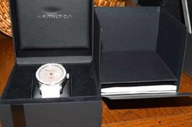 Hamilton White Band Watch with White Face 2836 2 10 ATM/ 330 Ft Sapphire Crystal Swiss made H375550