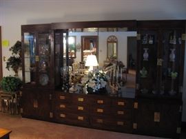 Henredon wall unit with lights.