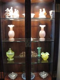 Fenton glass and Japan figurines.