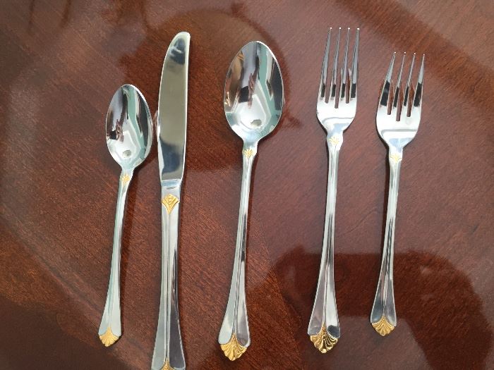Towle gold accented stainless flatware