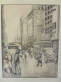 Ralph Fanning - "Fog Over 45th St. NYC." original drawing