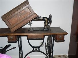 1880's Domestic Antique Treadle Powered Sewing Machine